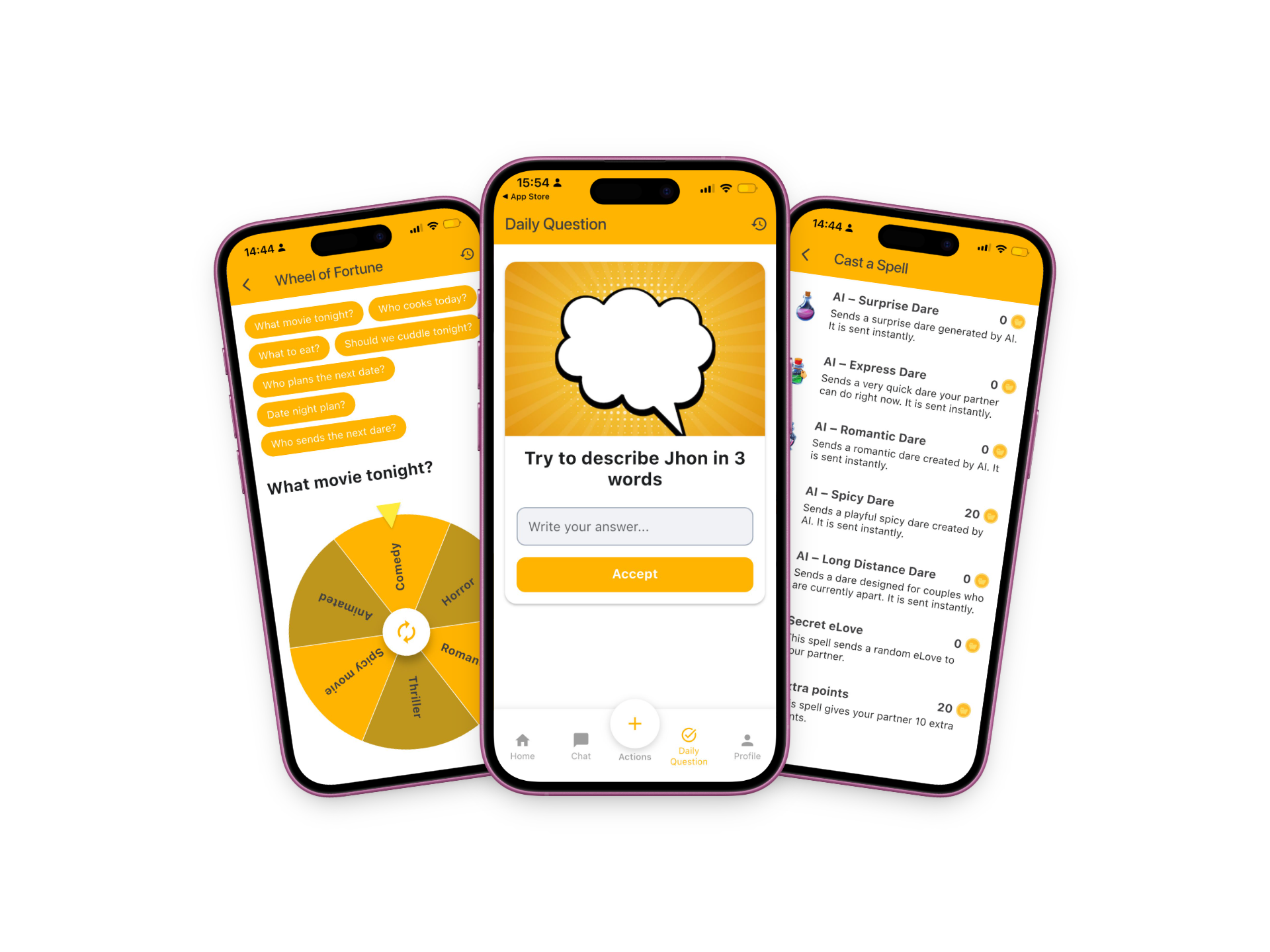 Screenshot dell'app Desire con giochi extra